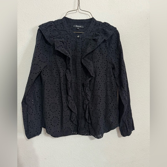 Madewell Eyelet Ruffle Front Blouse - Picture 3 of 6